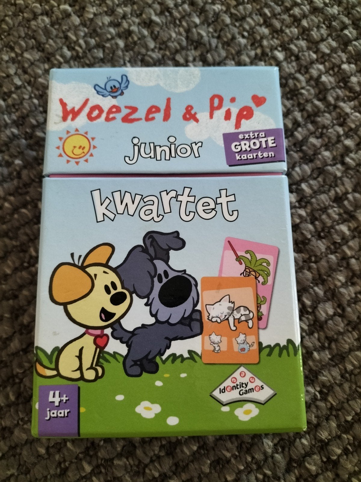 Woezel & Pip Junior Kwartet - Extra Grote Kaarten, Een of twee spelers, Ophalen of Verzenden, Gebruikt, Identity Games