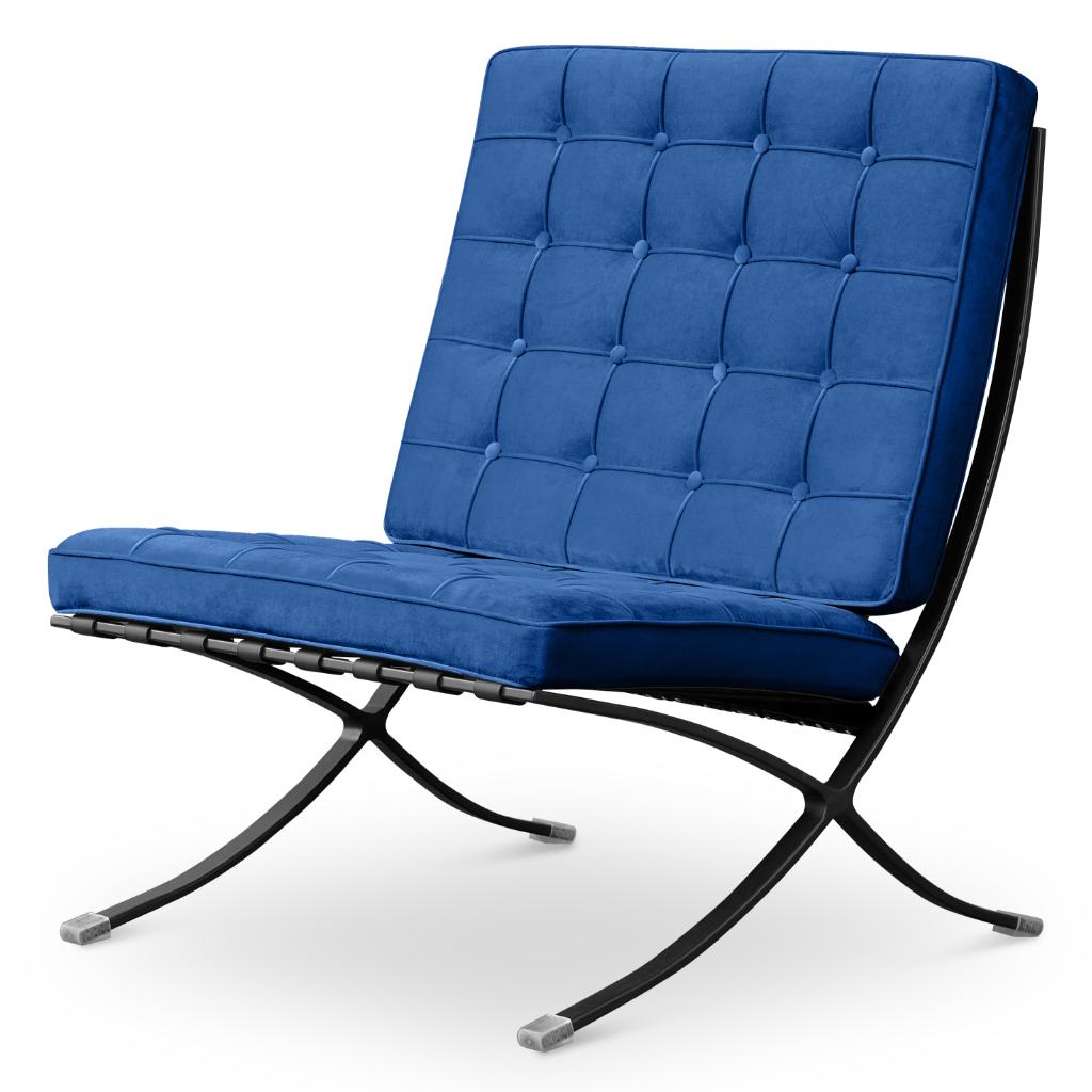Paviljoen Fauteuil + Voetenbank | Blauw Velvet | Uitverkoop, Ophalen, Info@caveldesign.com, Minder dan 75 cm, 7775PB