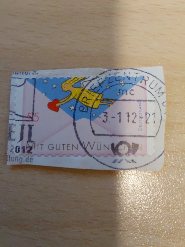 Duitsland goede wensen engel die een hart draagt, Verzenden, BRD, Gestempeld