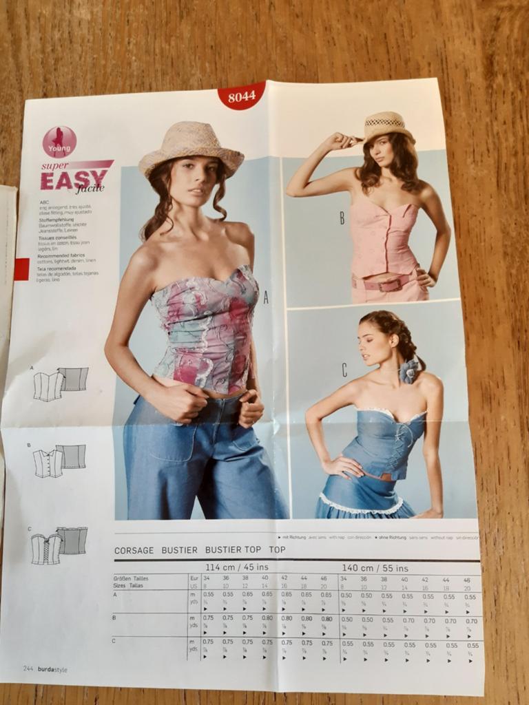 Burda knippatroon naaipatroon dames topje bustier maat 34-46, Hobby en Vrije tijd, Kledingpatronen, Ophalen of Verzenden, Nieuw