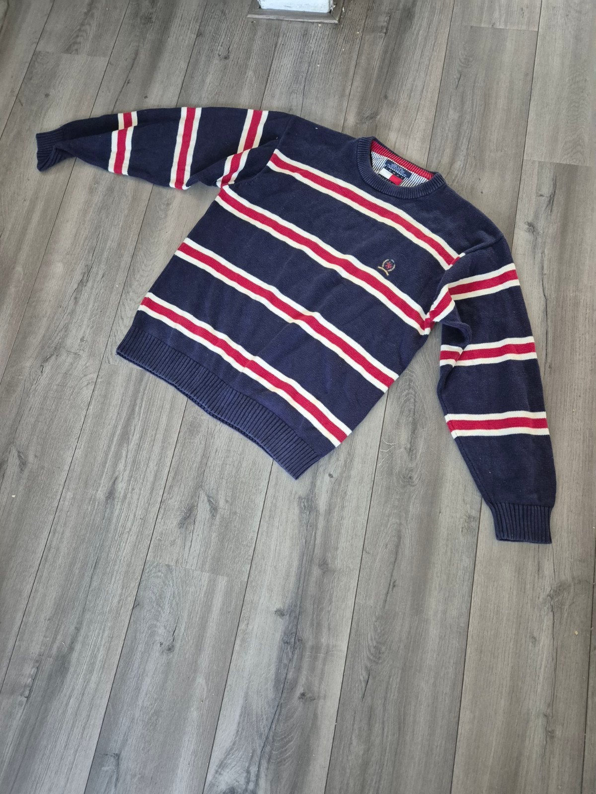 Tommy Hilfiger gestreepte trui - Maat L, Kleding | Heren, Truien en Vesten, Maat 52/54 (L), Blauw, Tommy Hilfiger, Ophalen of Verzenden