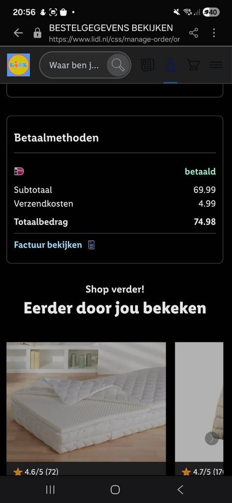 Topper Lidl 7-zones comfortschuim 90x200, Ophalen, Zo goed als nieuw, Eenpersoons, 90 cm