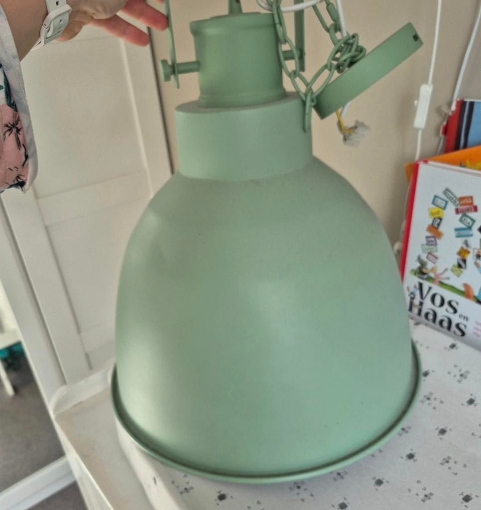 Industriële hanglamp mintgroen, Ophalen, Gebruikt, Metaal, Industrieel