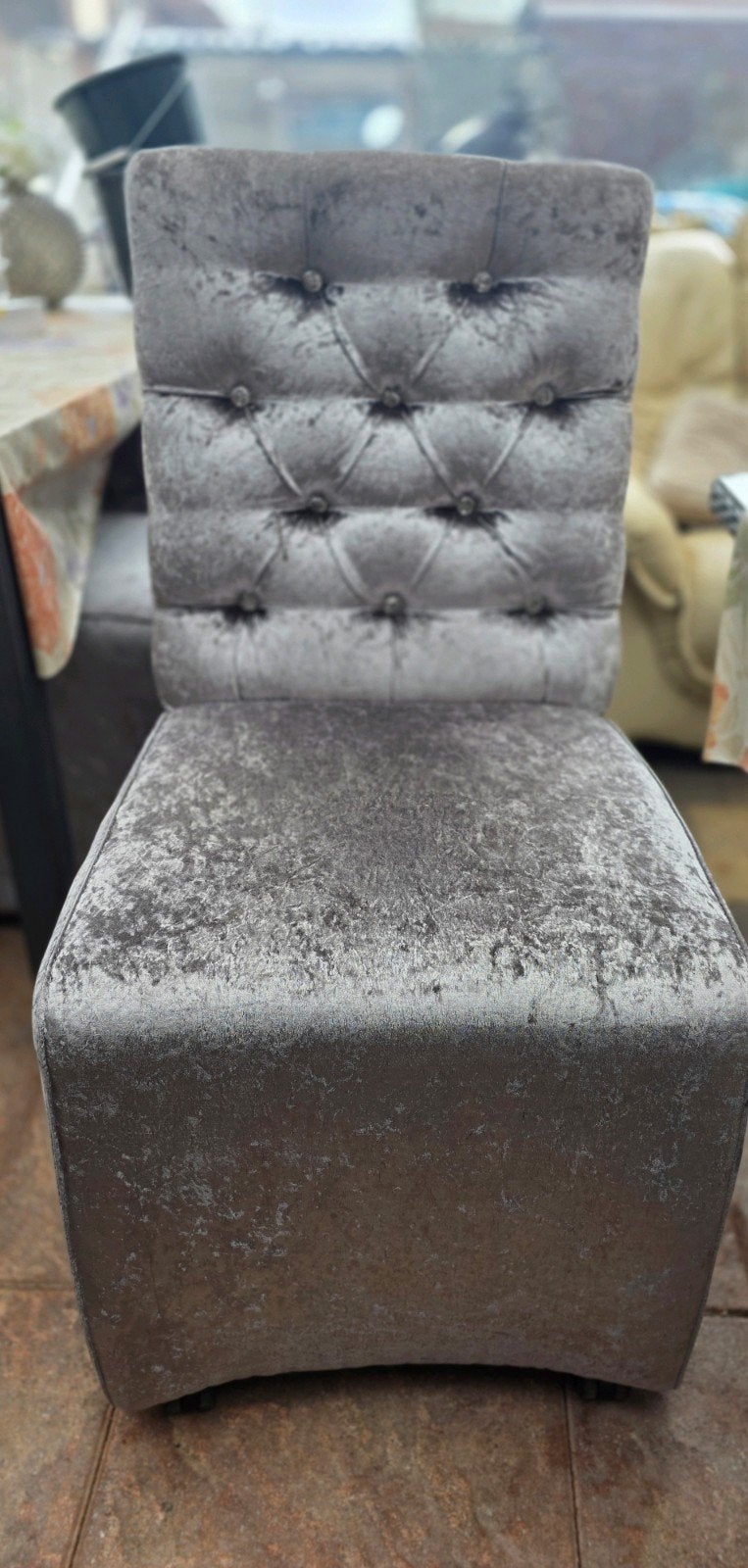 Luxe velvet eetkamerstoelen zilver/grijs eric kuster, Huis en Inrichting, Stoelen, Ophalen, Gebruikt, Luxe, Vier