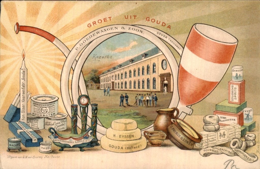 Gouda - Kazerne - P. Goedewagen & Zoon, Ophalen of Verzenden, Voor 1920, Gelopen, Zuid-Holland