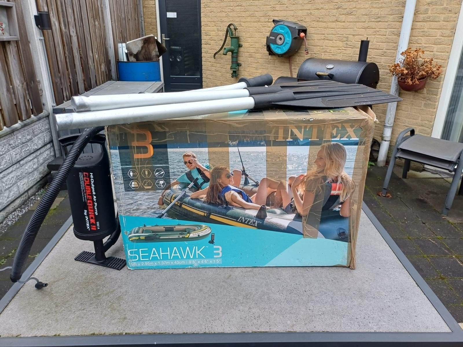 Intex Seahawk 3 opblaasboot met peddels en pomp, Ophalen of Verzenden