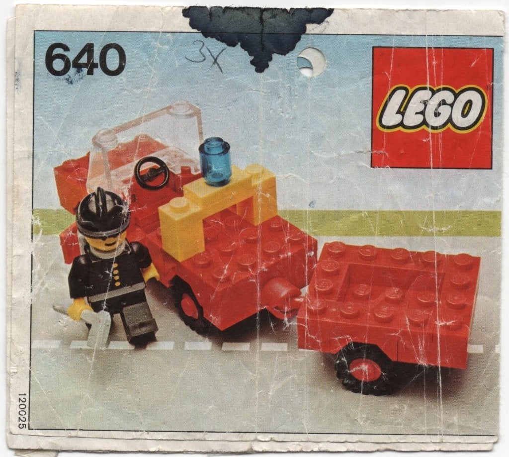 lego 640-2 (1978) brandweerauto met aanhanger, Compleet, Lego, Ophalen of Verzenden, Complete set