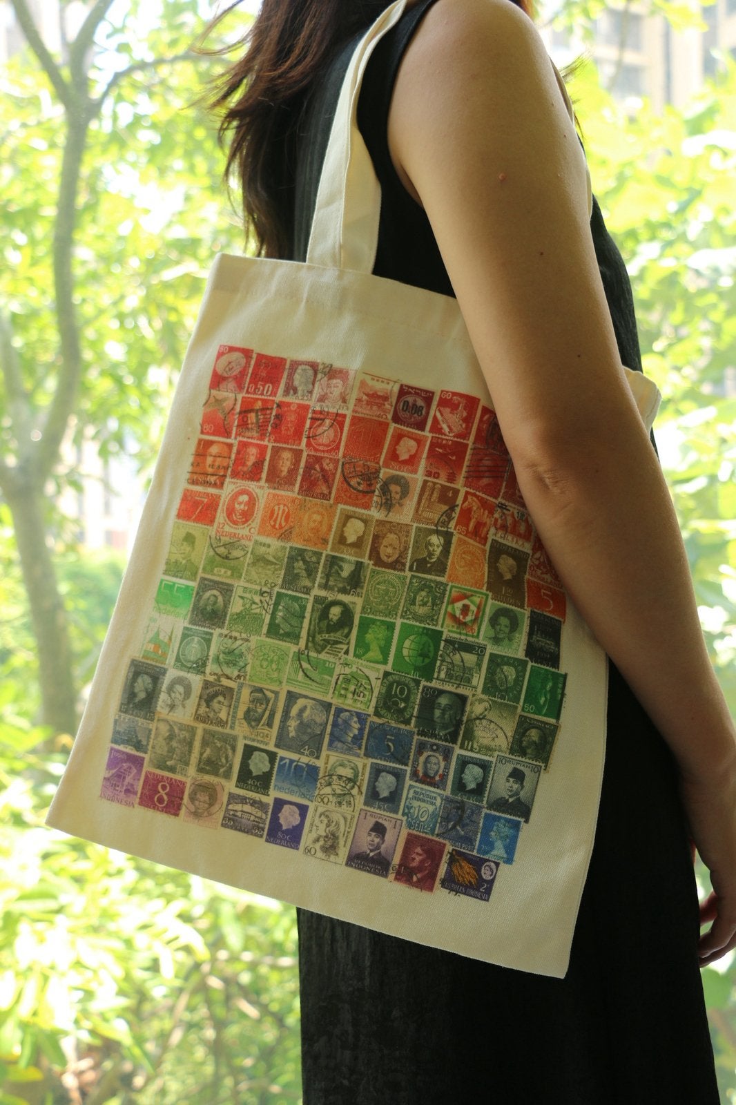 Vintage Postzegel Tote Bag - Katoen Canvas, Verzenden, Shopper, Nieuw, Doctor Stamp