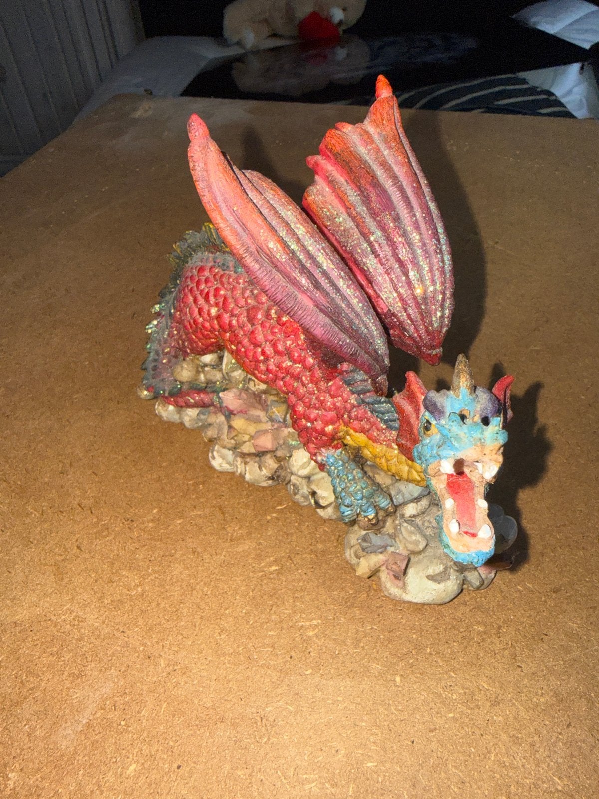 Fantasy Draak Beeldje - Rood met Glitters, Ophalen, Zo goed als nieuw, Fantasy