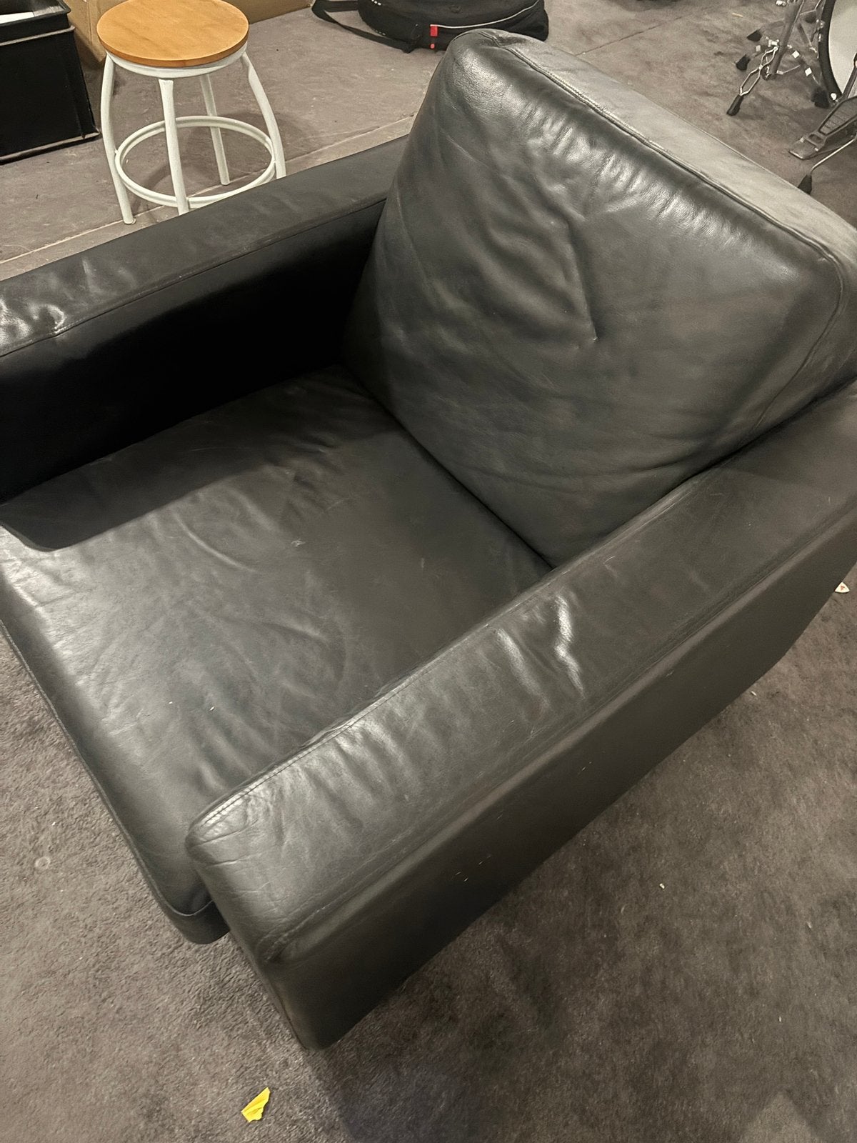 Zwart leren fauteuil N-Joy, Ophalen, Strak, Gebruikt, 75 tot 100 cm