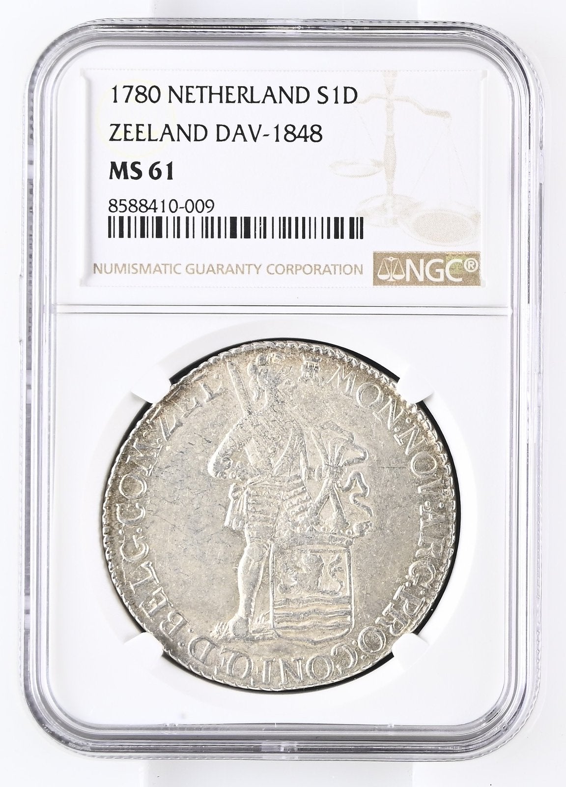 Zeeland, Zilveren dukaat 1780 in FDC (NGC MS61), Ophalen of Verzenden, Vóór koninkrijk, Overige waardes
