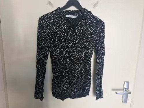 Zwarte blouse met witte stippen Maat xs hh, Costes, Zwart, Onbekend, Ophalen of Verzenden