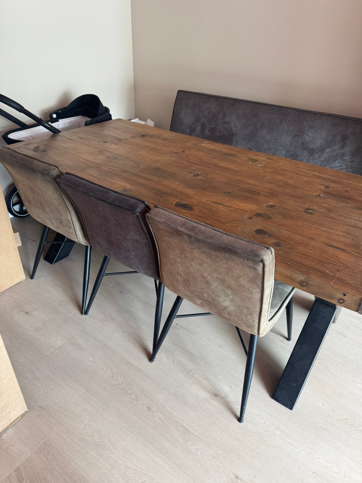 Eettafel 200 cm + 3 stoelen + eetkamerbank | Ook los te koop, Huis en Inrichting, Complete eetkamers, Ophalen, Gebruikt, Minder dan 4 stoelen