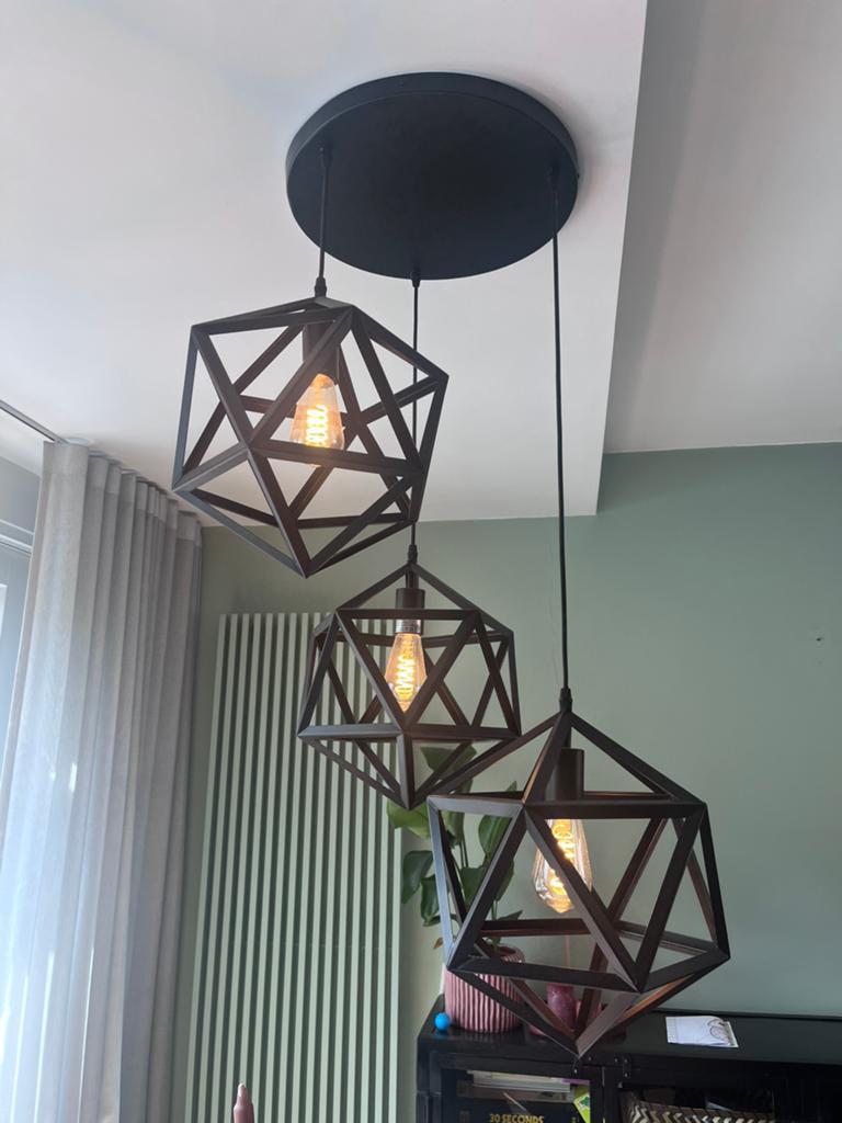 Hanglamp industrieel, Huis en Inrichting, Lampen | Hanglampen, Ophalen, 50 tot 75 cm, Zo goed als nieuw, Metaal