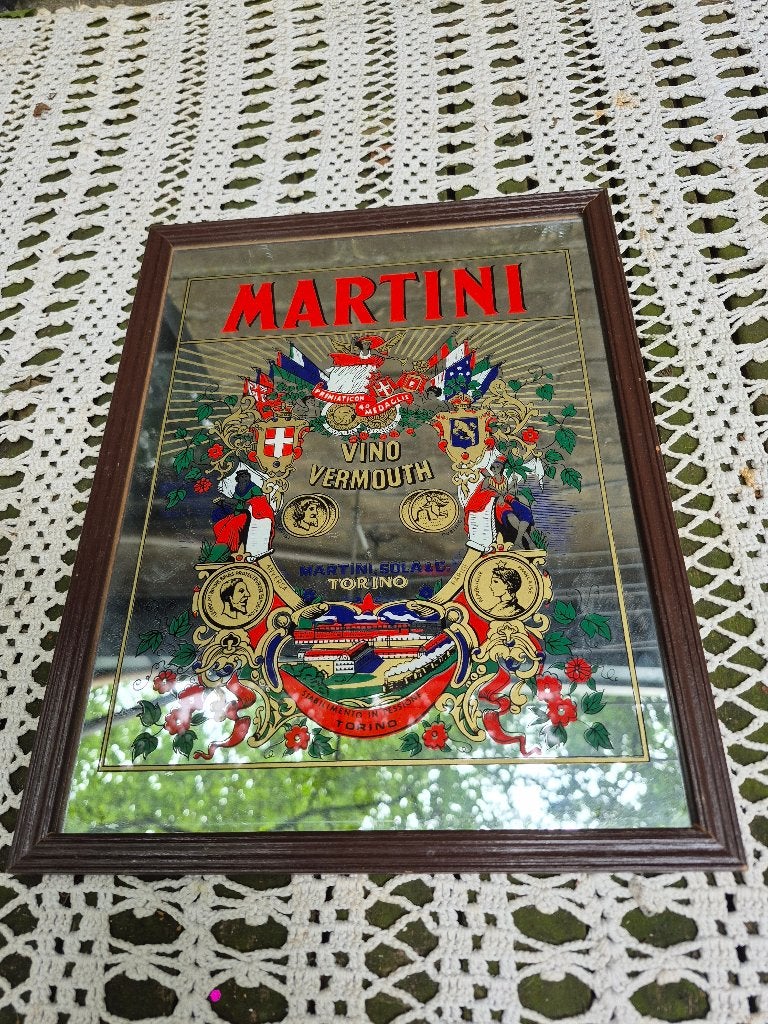 vintage Martini reclamespiegel, Antiek en Kunst, Antiek | Spiegels, Ophalen of Verzenden, Rechthoekig, Minder dan 50 cm, Minder dan 100 cm