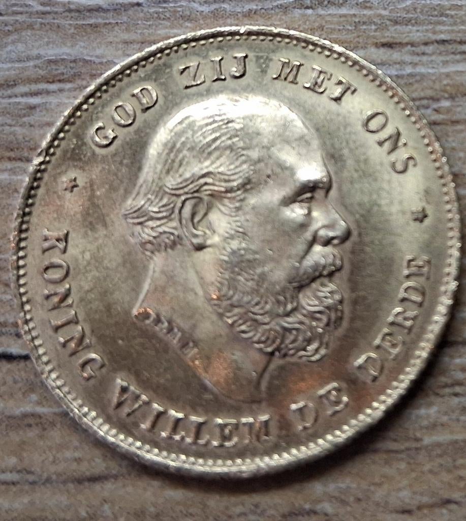 Gouden tientje koning Willem 3 van 1875, Koning Willem III, Losse munt, 10 gulden, Goud