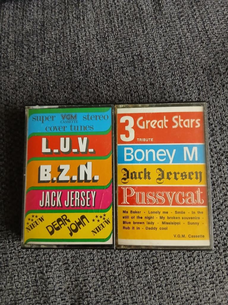 2 cassettebandjes: L.U.V., B.Z.N., Jack Jersey, Boney M, Cd's en Dvd's, Cassettebandjes, Ophalen