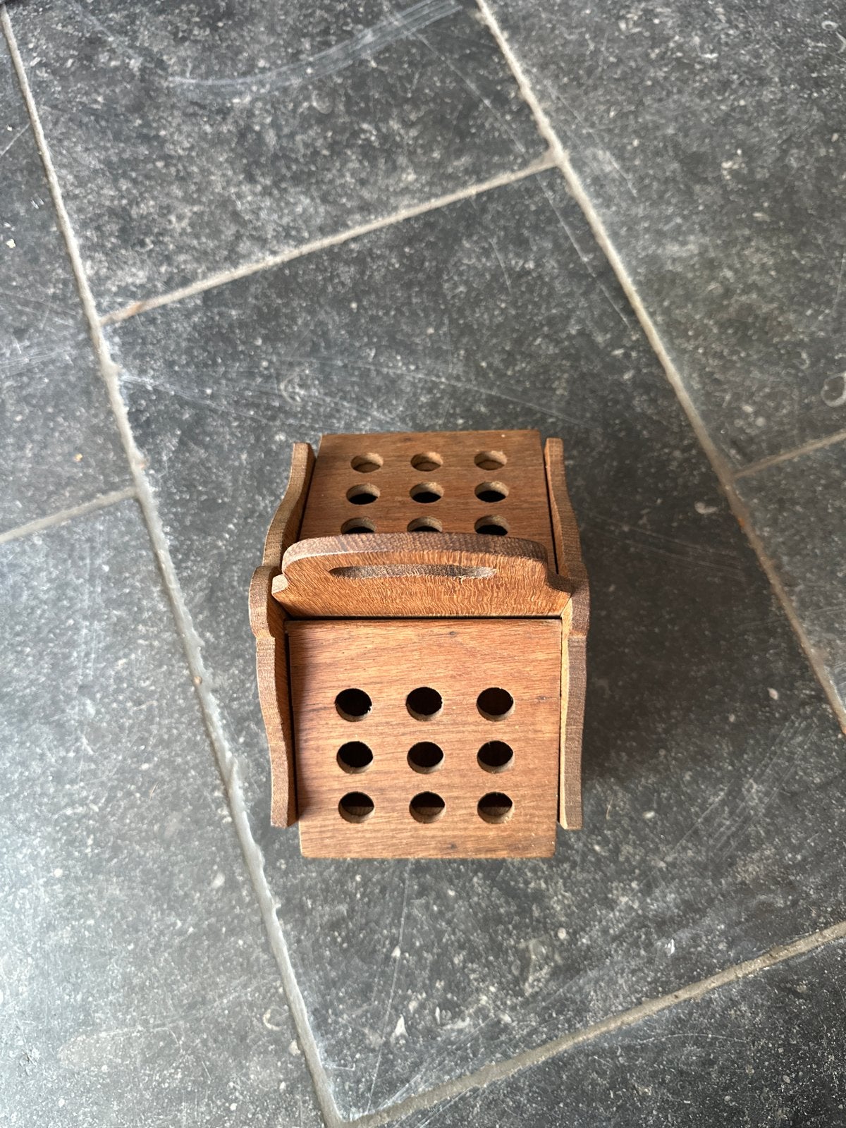 Vintage houten uien- en knoflookpot, Ophalen