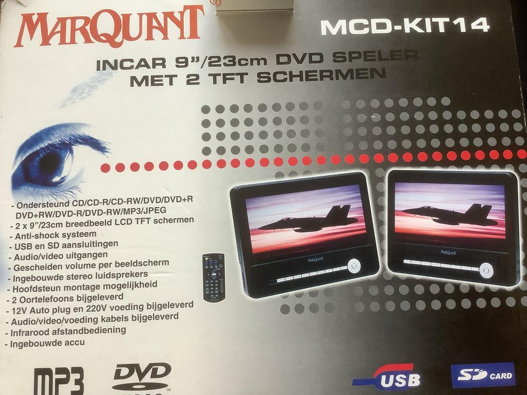 Marquant Portable DVD-speler met 2 schermen voor in de auto, Gebruikt, Draagbaar, Ophalen of Verzenden, Overige merken