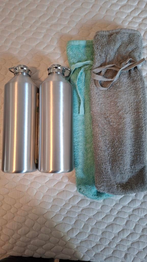 2x Aluminium Kruik met Hoes - Ideaal voor Baby of Warmte, Kinderen en Baby's, Ophalen of Verzenden, Gebruikt