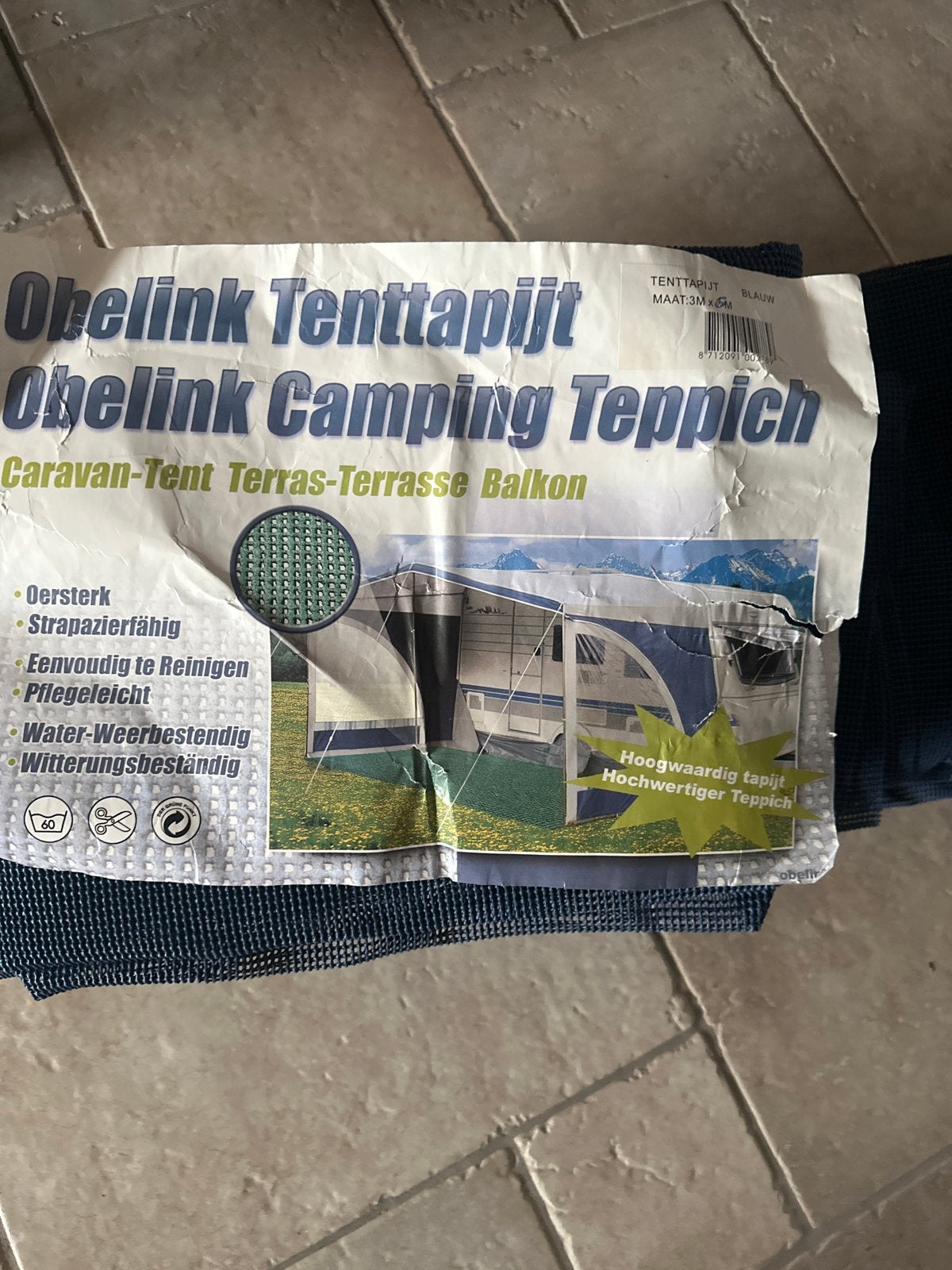Obelink Tenttapijt / Camping Teppich - 3M x 6M Blauw, Ophalen, Nieuw