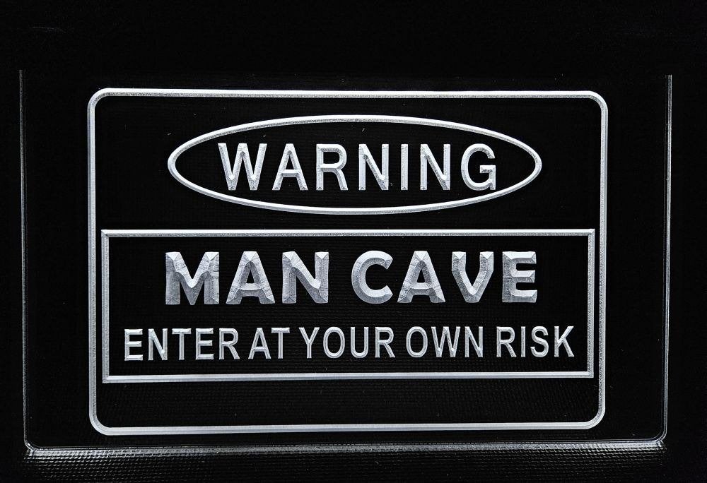 Warning man cave own risk wit led reclame ledlamp wanddeco