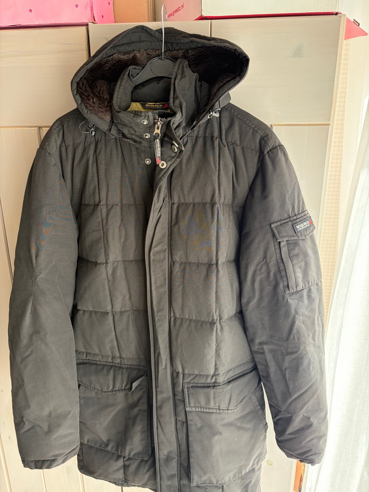 Woolrich John Rich & Bros. Blizzard Parka Maat L, Ophalen of Verzenden, Gedragen, Maat 52/54 (L), Zwart