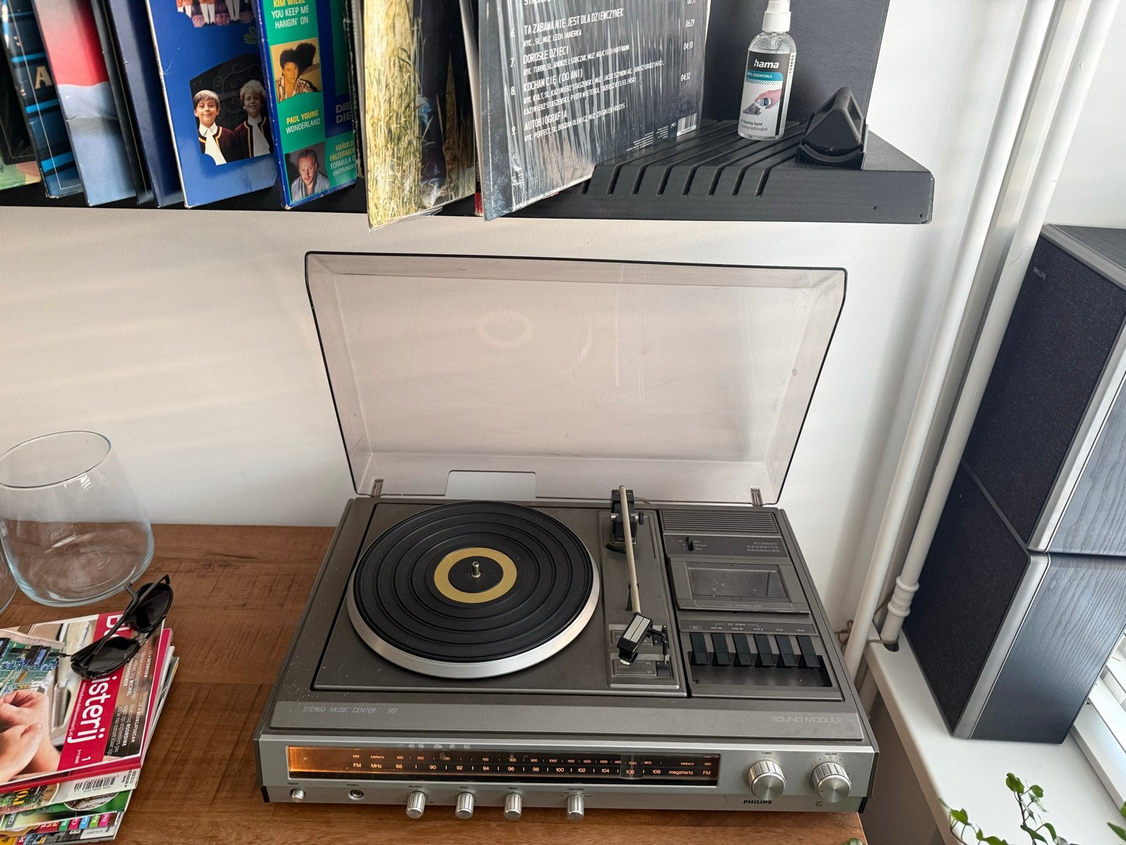 Vintage Philips Platenspeler met Speakers - Werkt Perfect!, Ophalen, Gebruikt, Platenspeler, Philips