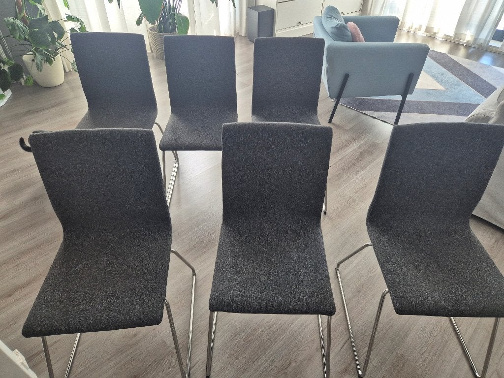 6 Eetkamerstoelen, Ophalen, Gebruikt, Grijs, Vijf, Zes of meer stoelen