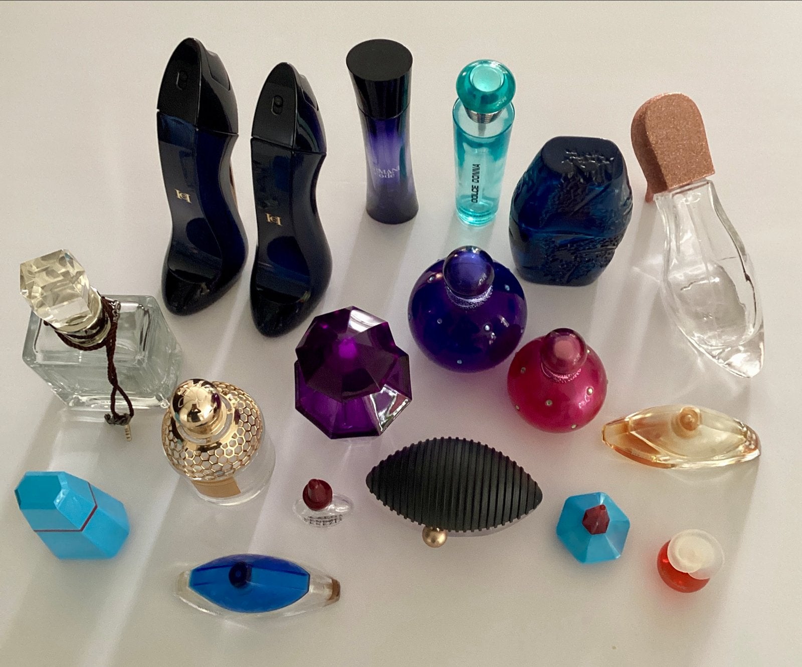 Collectie van 18 lege parfumflesjes - diverse merken., Ophalen of Verzenden, Gebruikt
