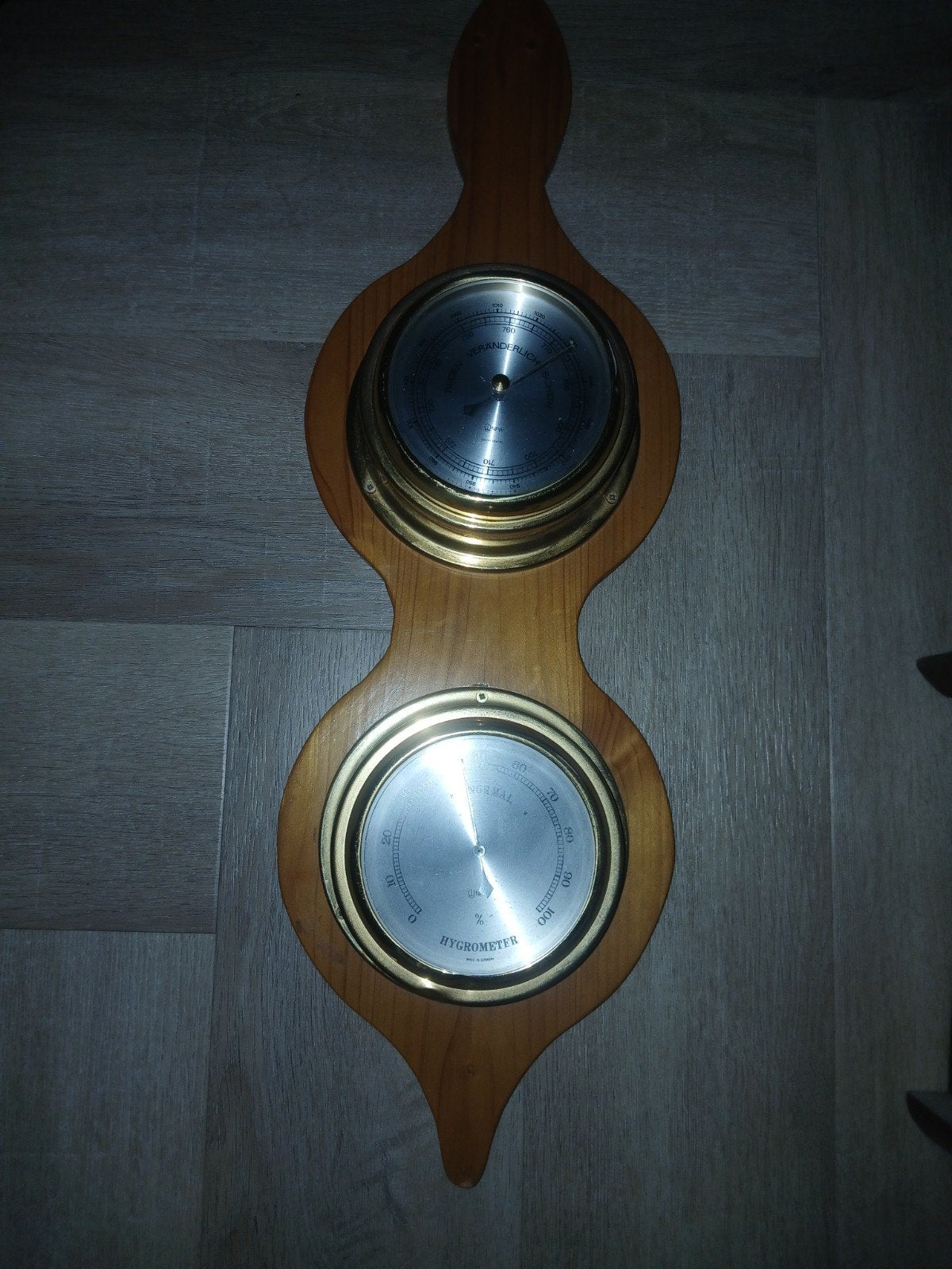 Vintage Barometer Hygrometer Weerstation Hout, Ophalen of Verzenden, Gebruikt, Weerstation