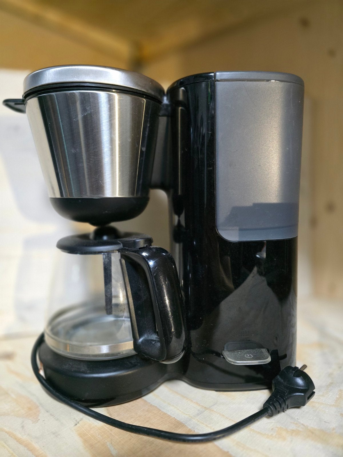 Philips Koffiezetapparaat met Glazen Kan - Zwart/RVS, Gebruikt, Koffiemachine, Gemalen koffie, Ophalen of Verzenden