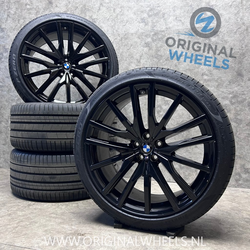 22 inch originele velgen + zomerbanden BMW X5 X6 742 M, Gebruikt, Banden en Velgen, Overige maten, Ophalen of Verzenden