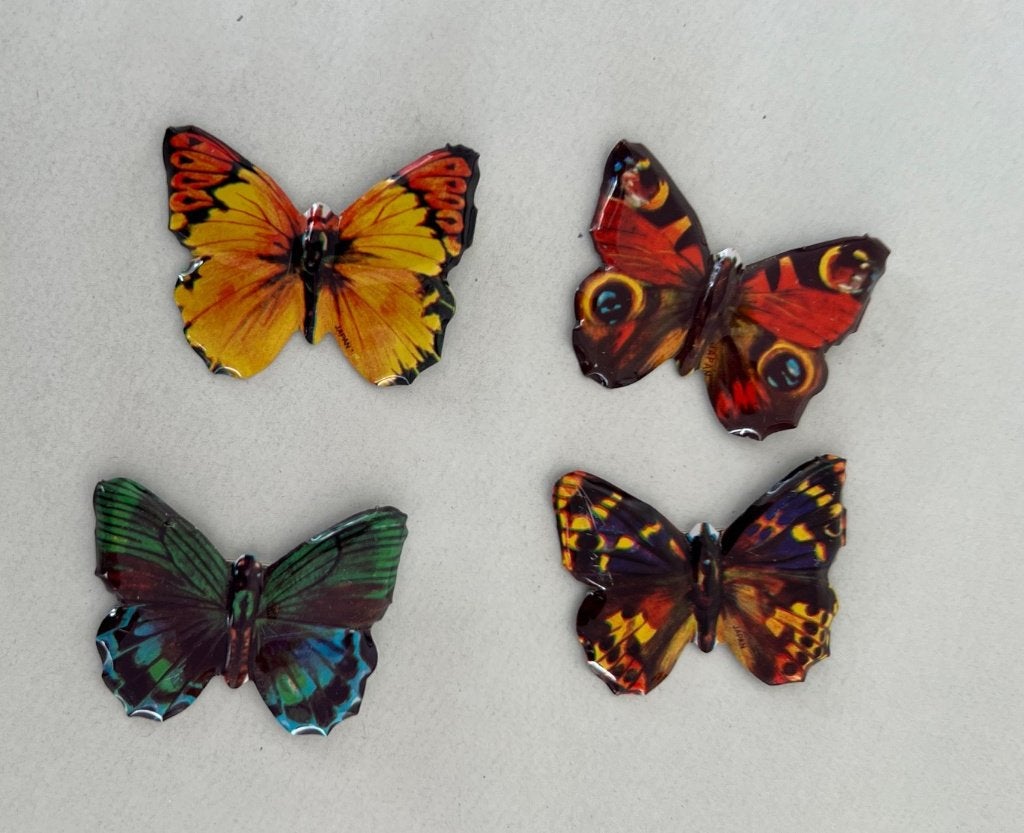 4 blikken vlinder broches Vintage, Ophalen of Verzenden