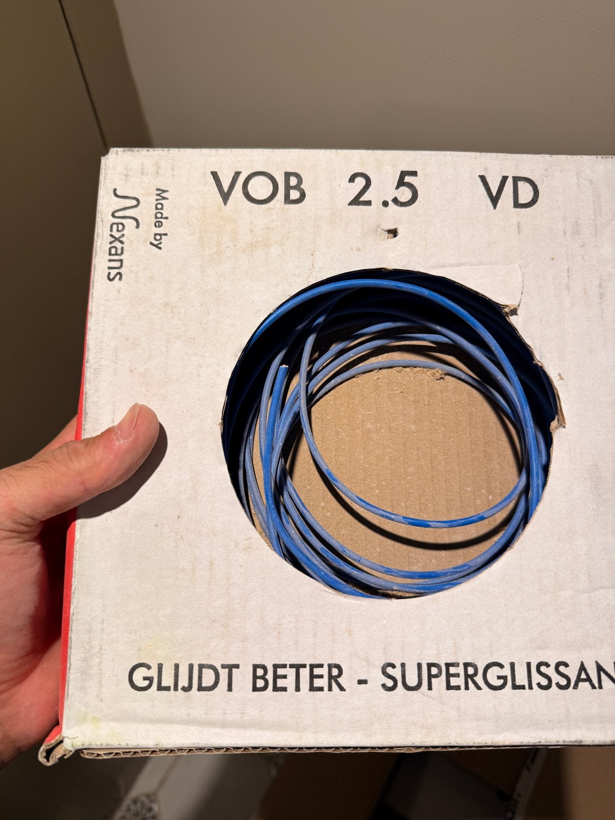 Nexans H07VU VOB ECA 2,5 mm blauw rond 80 meter, Ophalen, Zo goed als nieuw, Overige merken, Kabel of Snoer