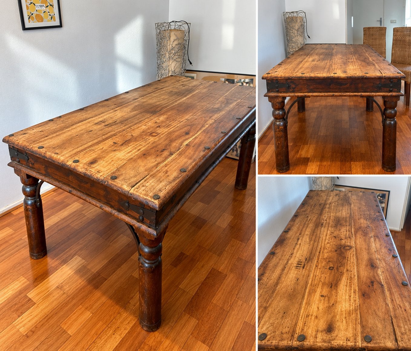 Robuuste houten eettafel met landelijke uitstraling, Gebruikt, 50 tot 100 cm, 100 tot 150 cm, Ophalen of Verzenden