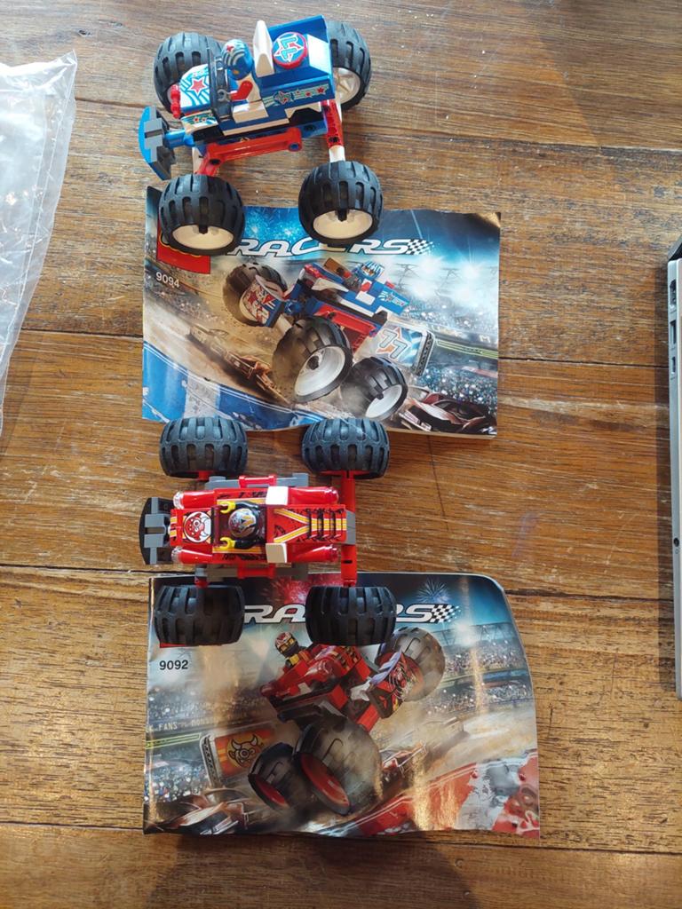 Lego Racers Monster Trucks (9092 & 9094) met instructies, Gebruikt, Lego, Ophalen of Verzenden, Compleet