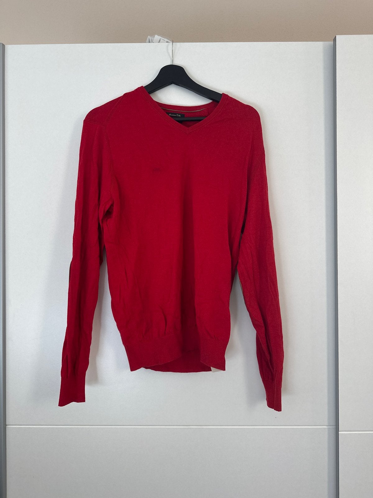 Massimo Dutti Rode V-hals Trui - Maat M, Ophalen of Verzenden, Zo goed als nieuw, Maat 48/50 (M), Rood