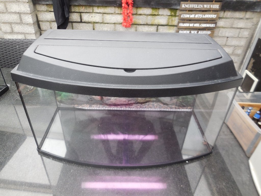 glazenbak 60x30 met ronde voorraam + kap met verlichting, Dieren en Toebehoren, Ophalen, Gebruikt