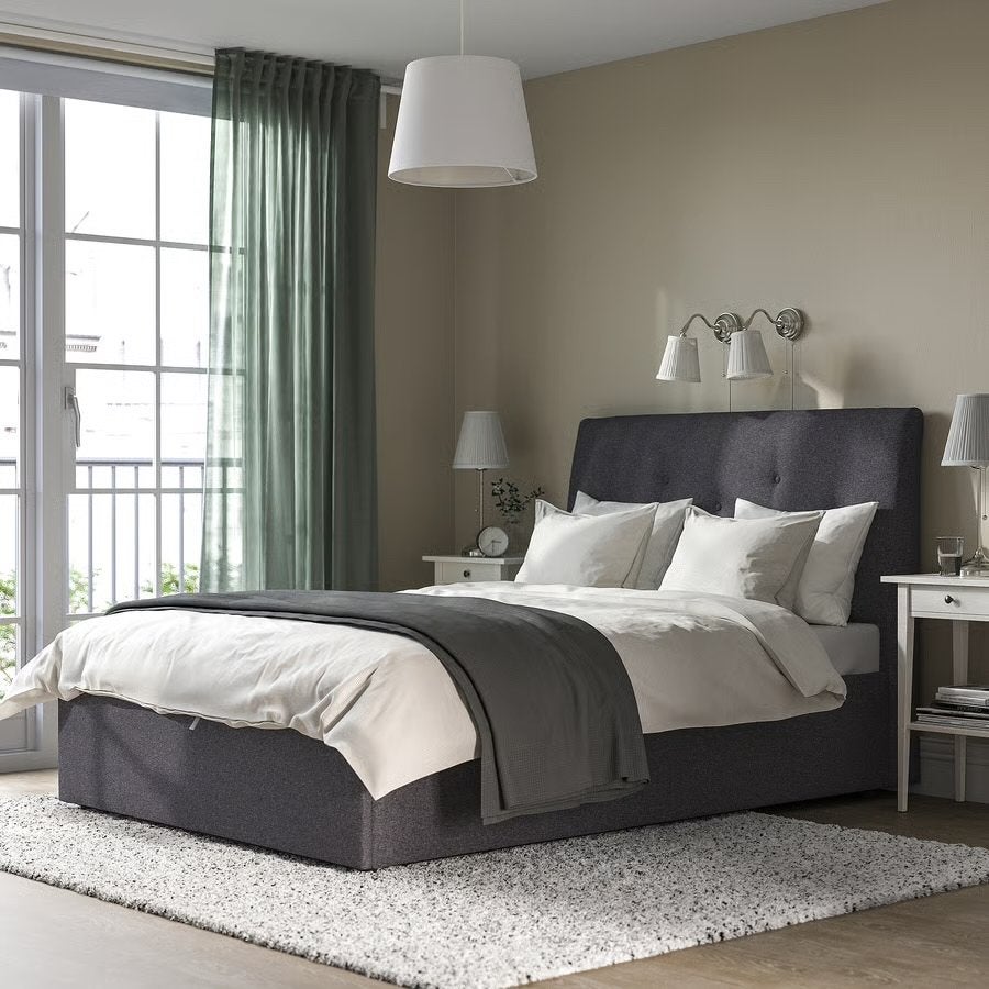 Ikea Idanäs - Tweepersoonsbed met opbergruimte - Grijs, Verstelbaar, Tweepersoons, Zo goed als nieuw, 200 cm