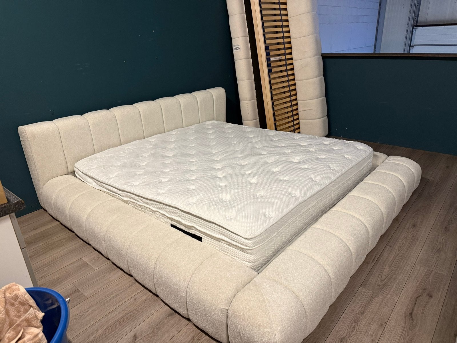 Boxspring 180x200 Ledikant Teddy Taupe, Ophalen, Beige, 180 cm, 200 cm