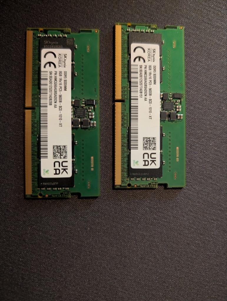 16GB (2x8GB) SK Hynix DDR5 5600MHz SODIMM Laptop RAM, Computers en Software, Ophalen, Zo goed als nieuw, DDR5, Laptop