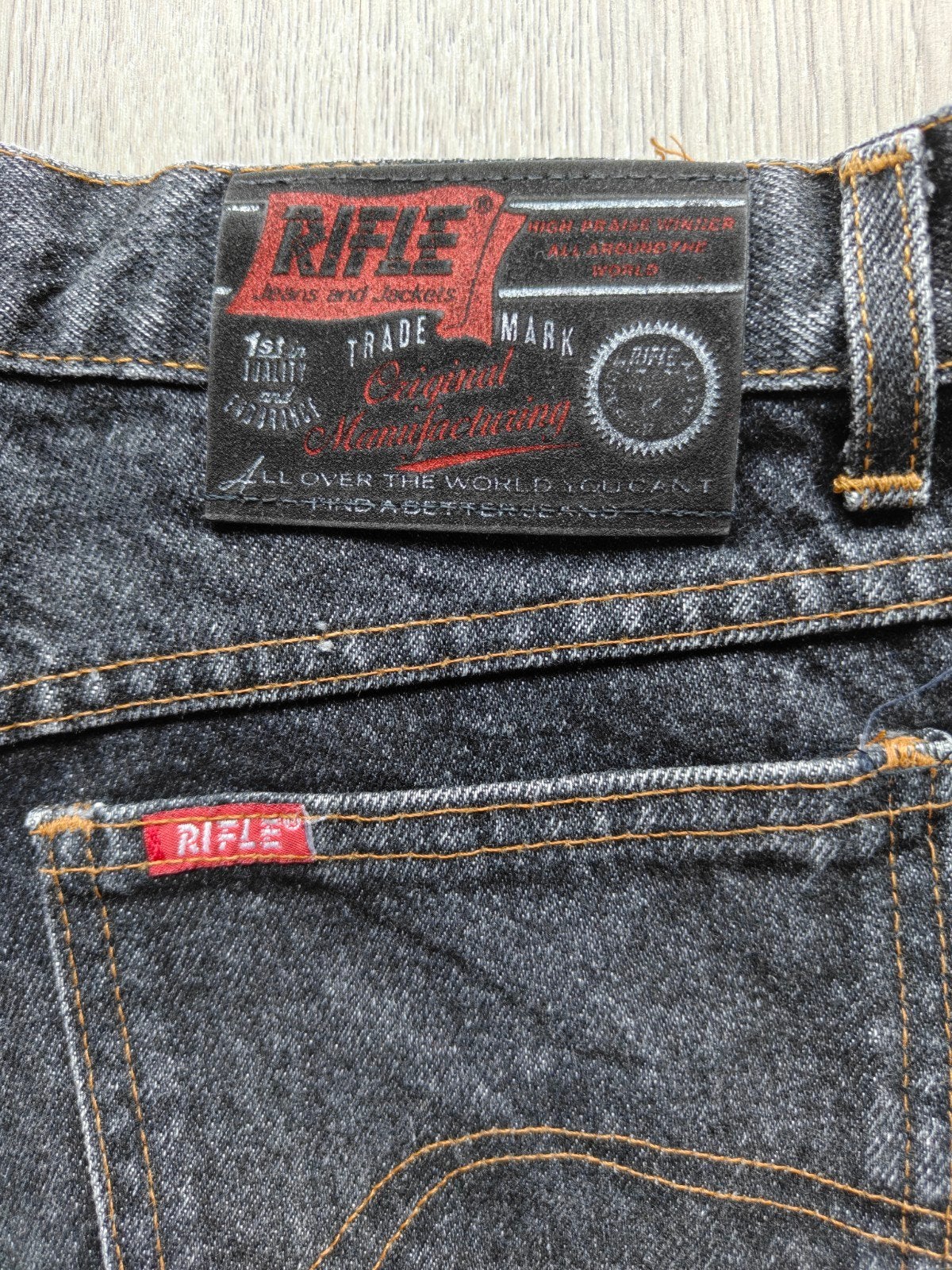 Vintage Rifle Jeans W31 L36 Zwart Grijs, Rifle, Zwart, Ophalen of Verzenden, Zo goed als nieuw