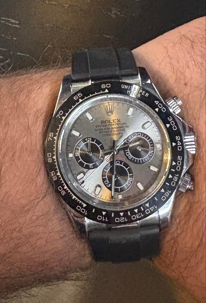 Rolex Daytona Oysterflex Rubberen Band, Polshorloge, Kunststof, Ophalen of Verzenden, Zo goed als nieuw