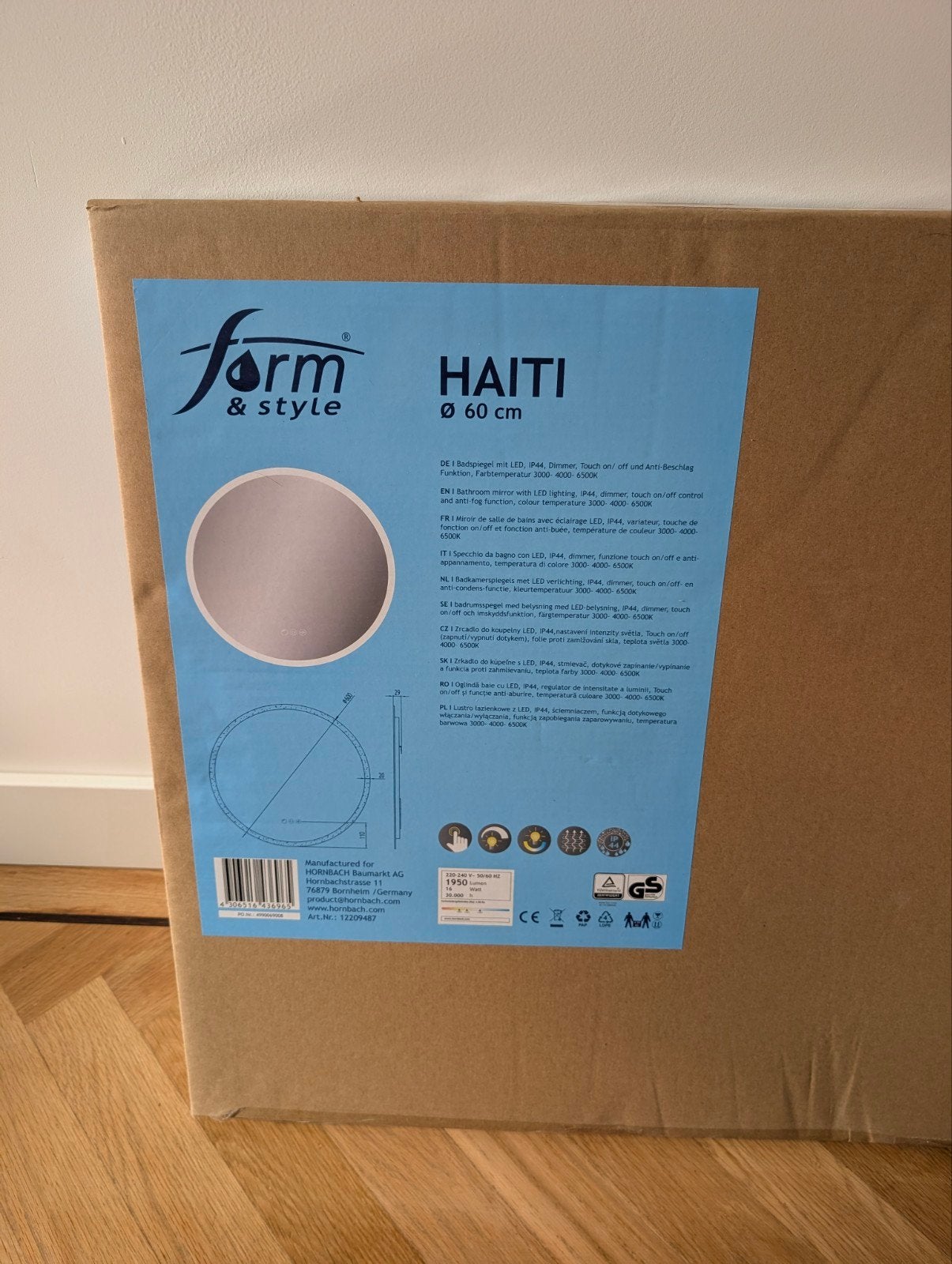 Badkamerspiegel Hornbach Form & Style Haïti Ø 60 cm, Ophalen, Rond, Nieuw, Minder dan 100 cm