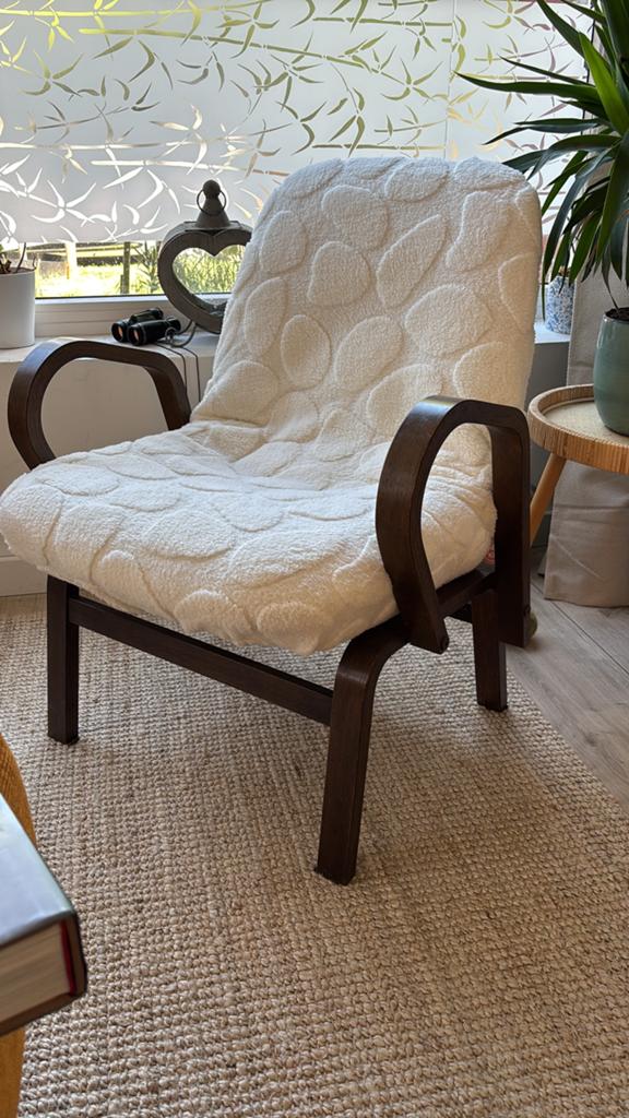 Fauteuil met teddy stof bekleed, Ophalen, Zo goed als nieuw, Stof, 50 tot 75 cm