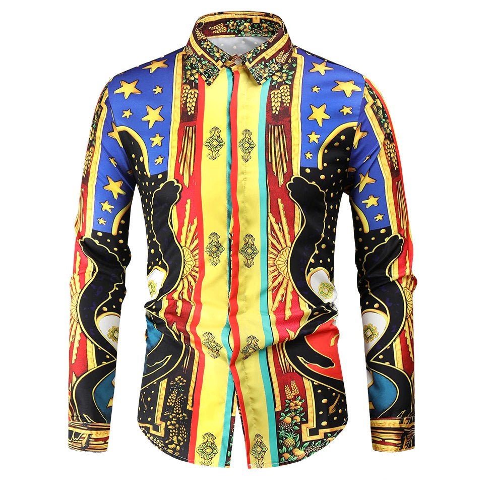 Heren barok overhemd 20 luxe gouden kamper shirt goud fout, Verzenden, Nieuw, Meerkleurig, Overige halswijdtes