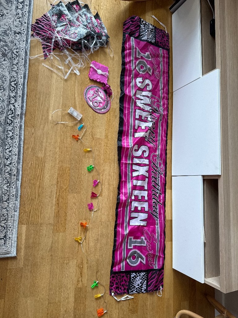Sweet 16 versiering, Ophalen of Verzenden, Gebruikt, Versiering, Verjaardag