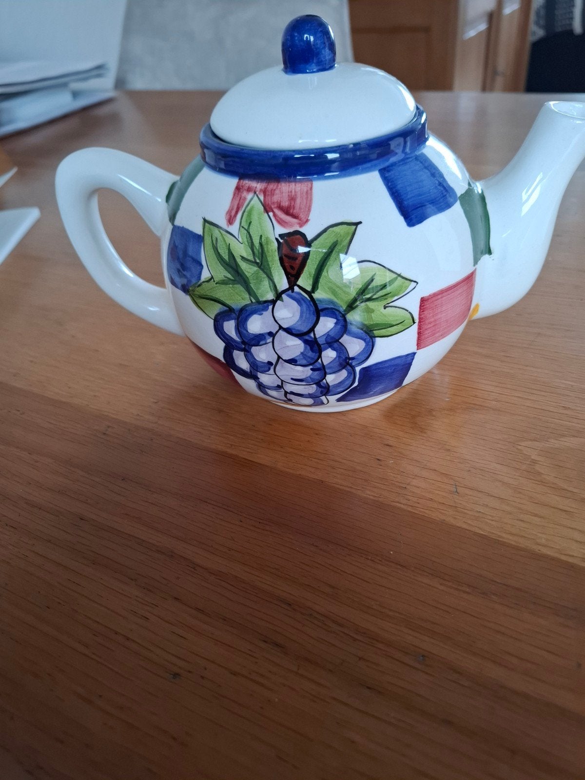 Vintage Keramische Theepot - Handgeschilderd Fruit Jaren '90, Antiek en Kunst, Ophalen of Verzenden