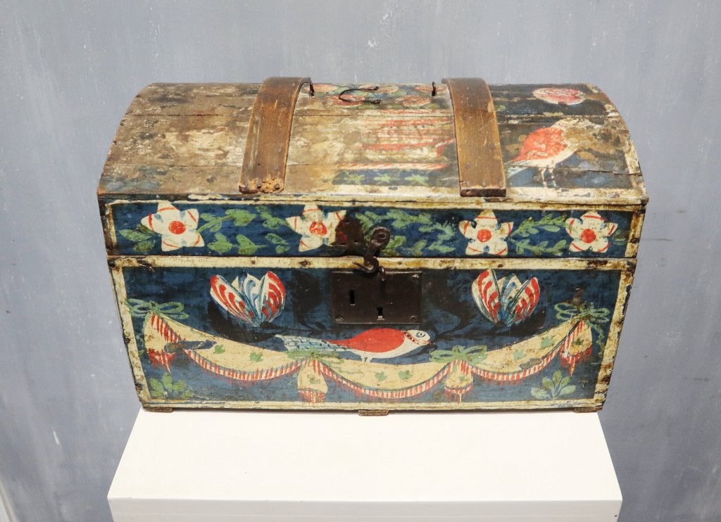 Antiek beschilderd kistje, Antiek en Kunst, Ophalen of Verzenden